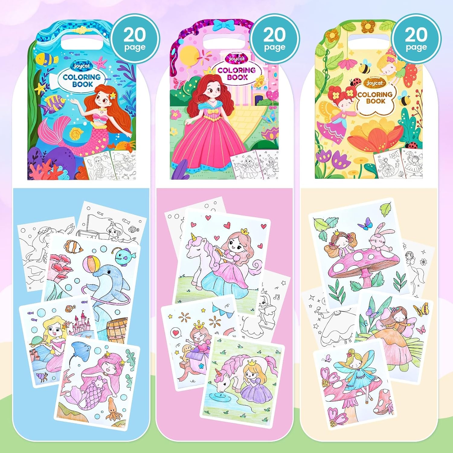 image:imageJoyCat Coloring Books for Kids Ages 48 Mermaid Princess Fantasy ampFairy3 PackPrincess Mermaid Fairy