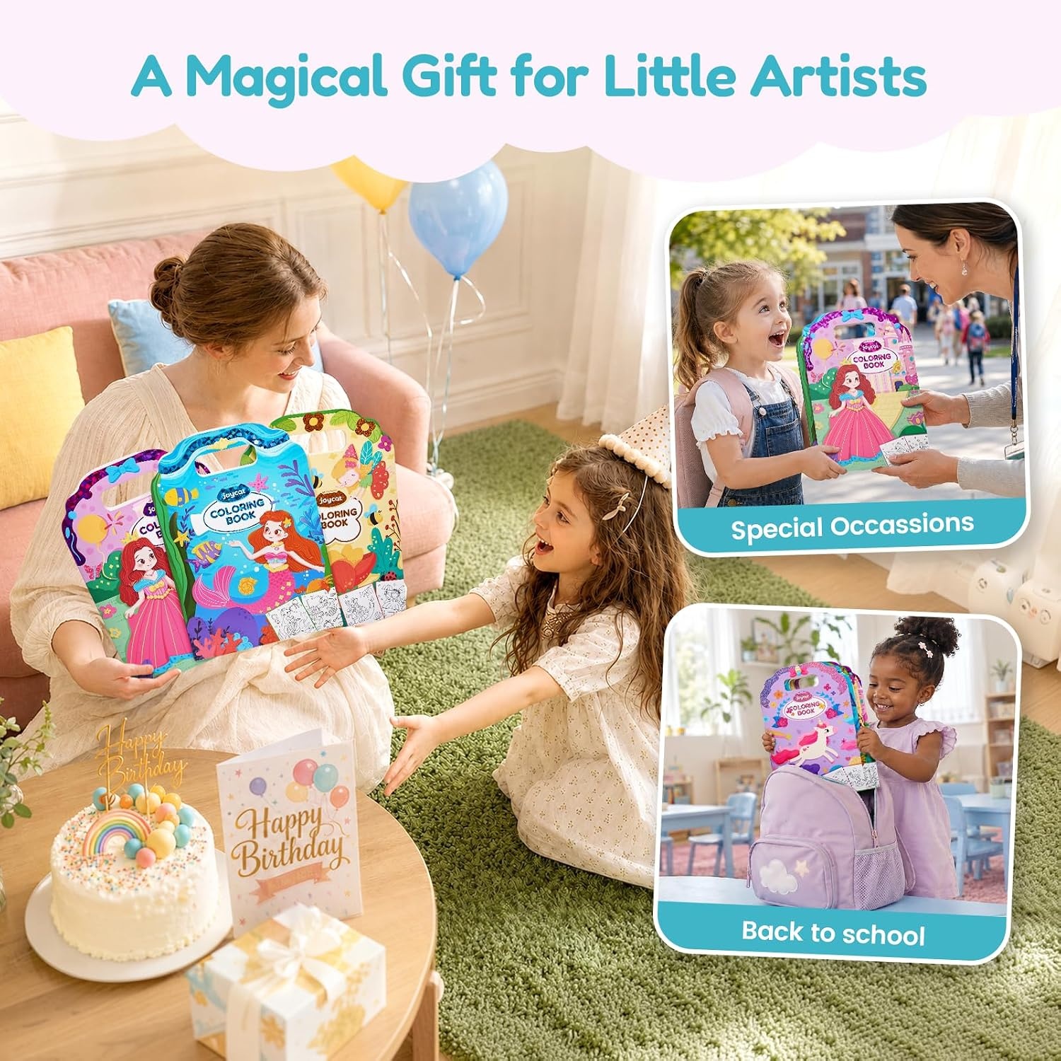 image:imageJoyCat Coloring Books for Kids Ages 48 Mermaid Princess Fantasy ampFairy3 PackPrincess Mermaid Fairy
