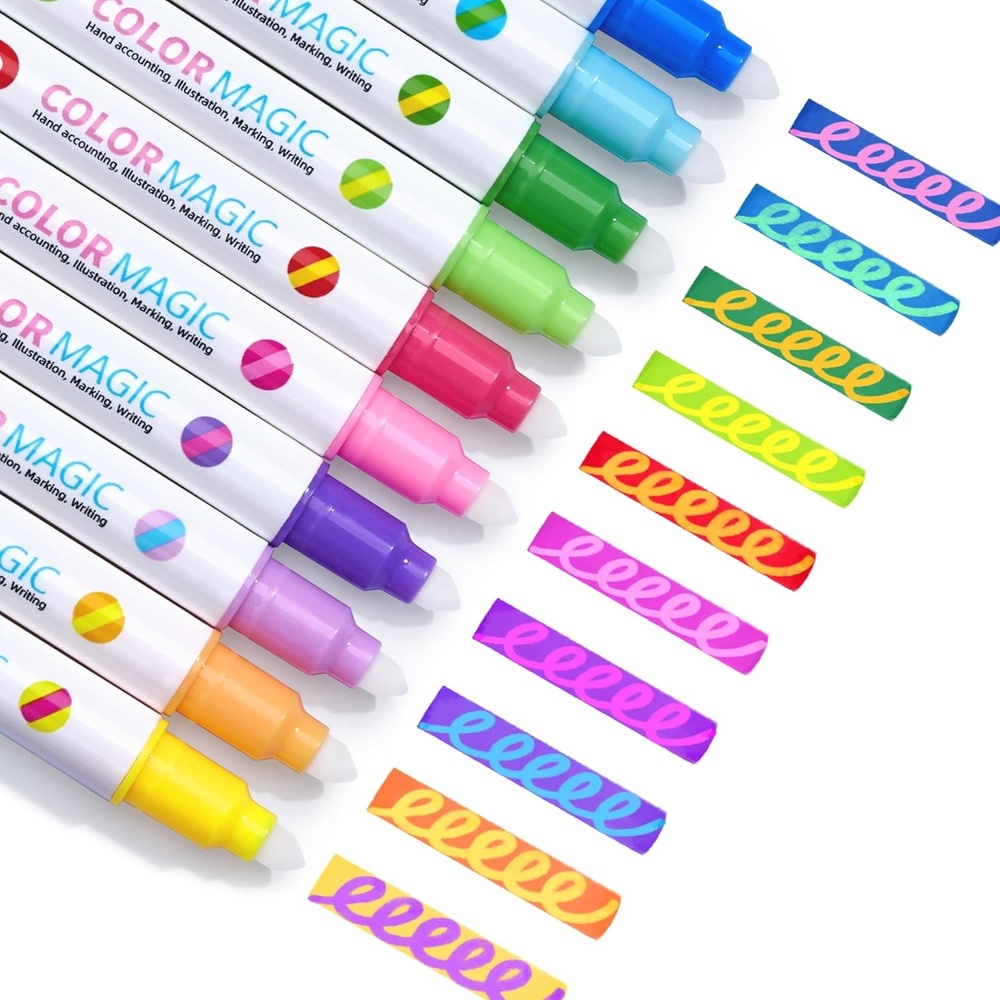 image:imageJoyCat 10Color Erasable Glitter Markers for Kids Dual Tip Sparkle PensColor Changing Markers