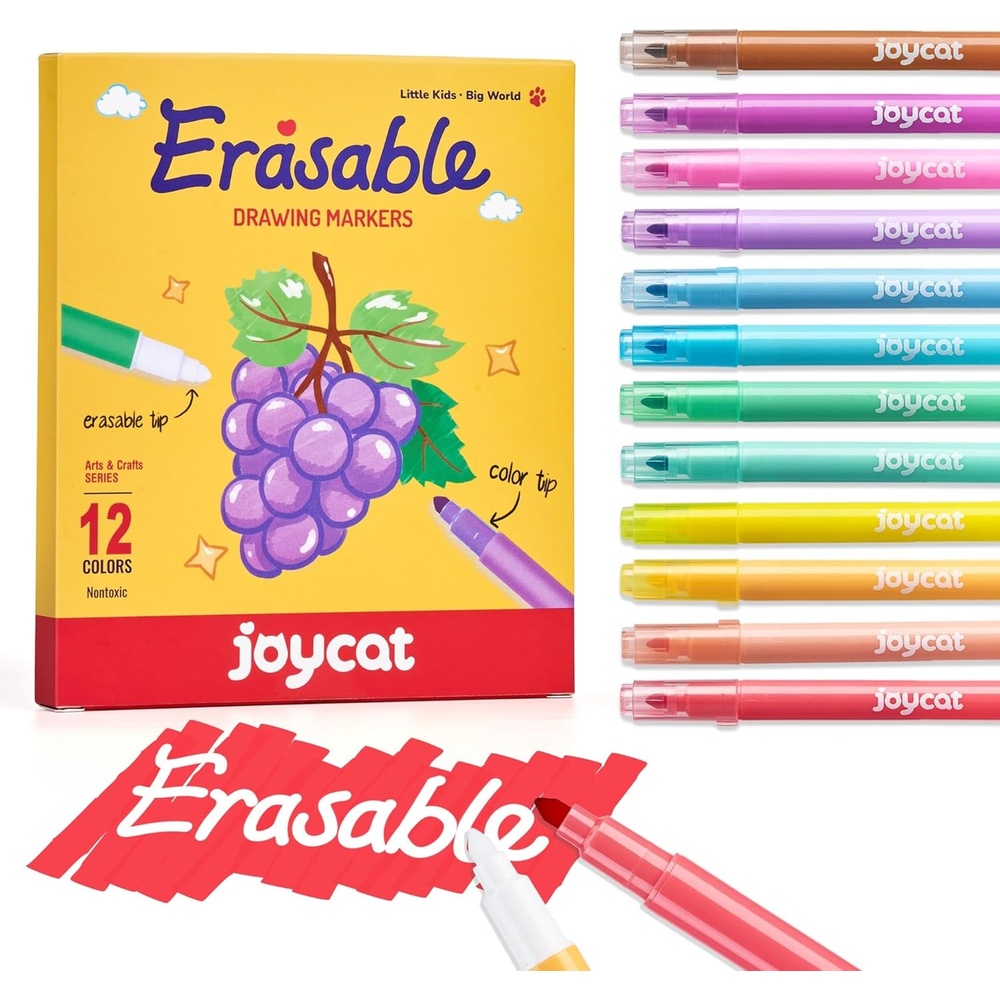 image:imageJoyCat 10Color Erasable Glitter Markers for Kids Dual Tip Sparkle PensErasable Markers
