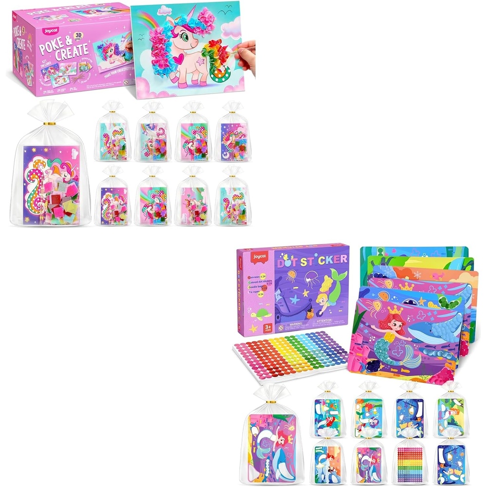 image:imageJoyCat 12 Pack DIY Poke Art Unicorn 12 Pack Mermaid Dot Art Party Favors MessFree Craft Kits for Kids Ages 49 Activity Set for Birthday Goodie Bags Classroom Prizes and Group Fun