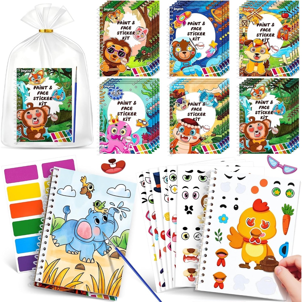 image:imageJoyCat 24 Pack Coloring Books amp Dress Up Stickers Party Favors for Kids 48Make a Face