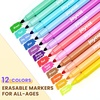 JoyCat 10-Color Erasable Glitter Markers for Kids, Dual Tip Sparkle Pens(Erasable Markers)