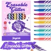 JoyCat 10-Color Erasable Glitter Markers for Kids, Dual Tip Sparkle Pens(Glitter Erasable Markers)