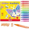 JoyCat 10-Color Erasable Glitter Markers for Kids, Dual Tip Sparkle Pens(Glitter Markers)