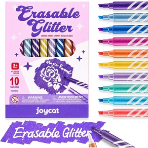 JoyCat 10-Color Erasable Glitter Markers for Kids, Dual Tip Sparkle Pens(Glitter Erasable Markers)