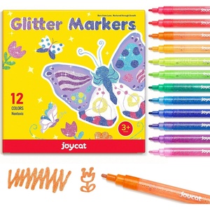 JoyCat 10-Color Erasable Glitter Markers for Kids, Dual Tip Sparkle Pens(Glitter Markers)