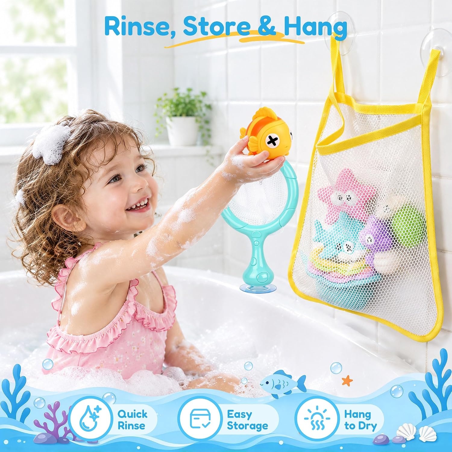 image:imageJoyCat Bath Toys 12Piece Ocean Rescue Set with NoHole Sea Animals