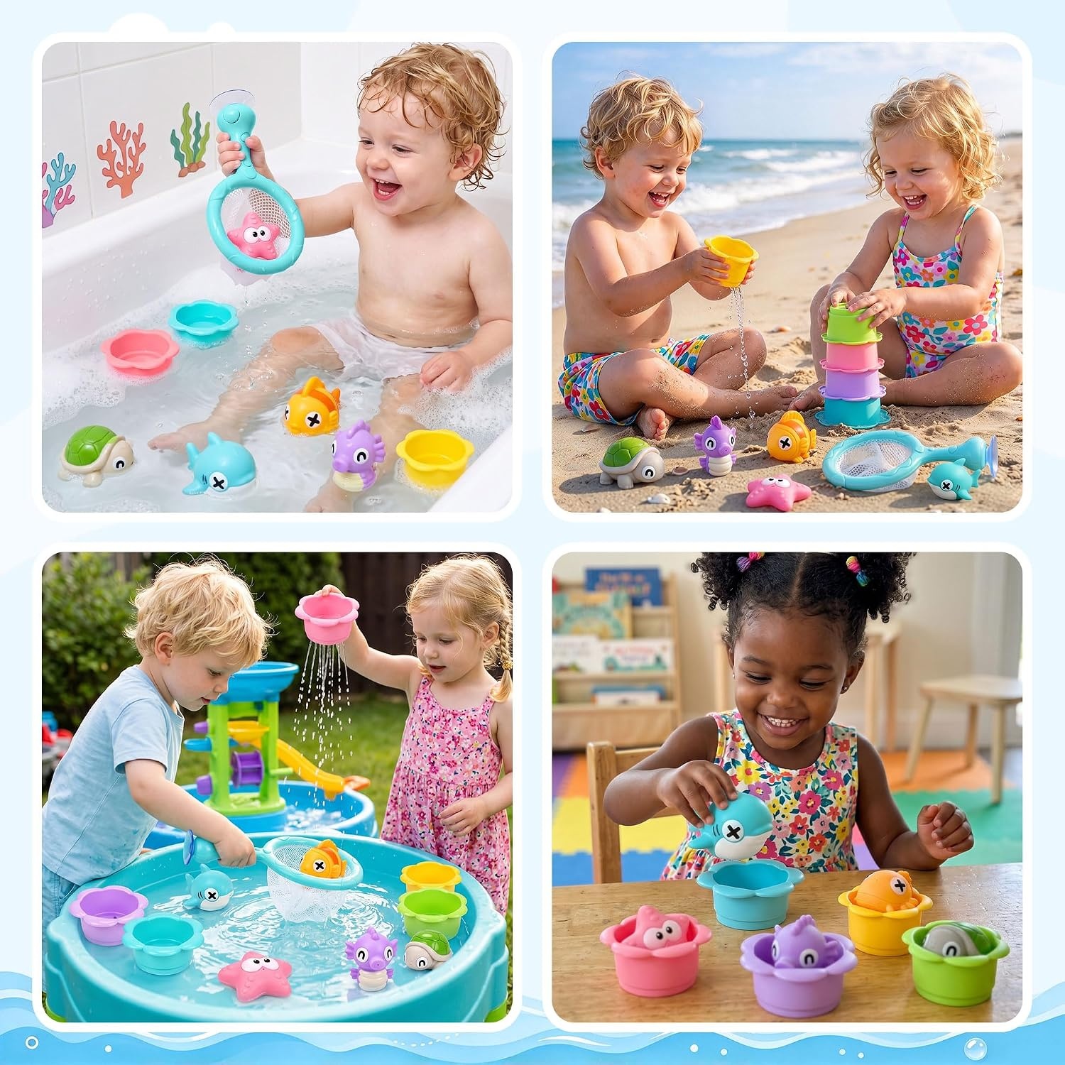 image:imageJoyCat Bath Toys 12Piece Ocean Rescue Set with NoHole Sea Animals