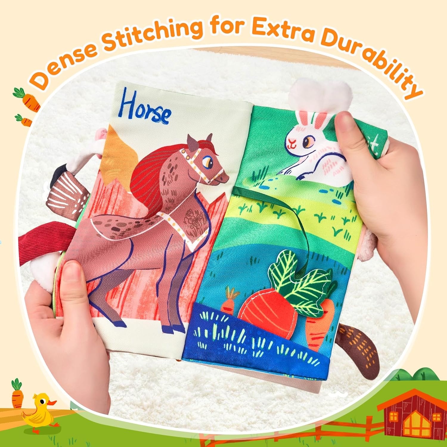 image:imageJoyCat Crinkle Books for Babies 2PCS Tummy Time Toys for Infant Newborn Soft Sensory Crinkle Cloth Books Touch and Feel for Boys Girls OceanFarmFarm Animals
