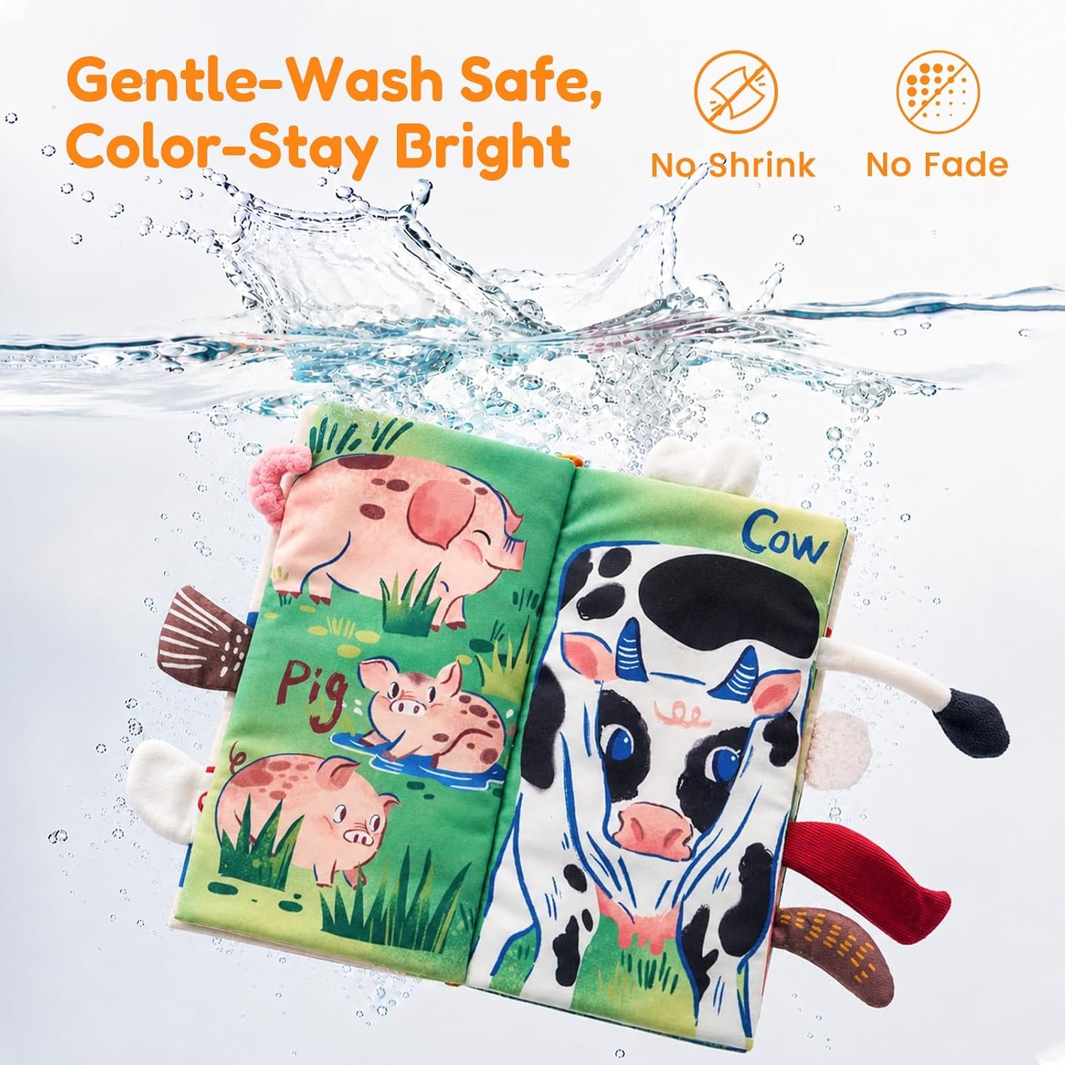 image:imageJoyCat Crinkle Books for Babies 2PCS Tummy Time Toys for Infant Newborn Soft Sensory Crinkle Cloth Books Touch and Feel for Boys Girls OceanFarmFarm Animals