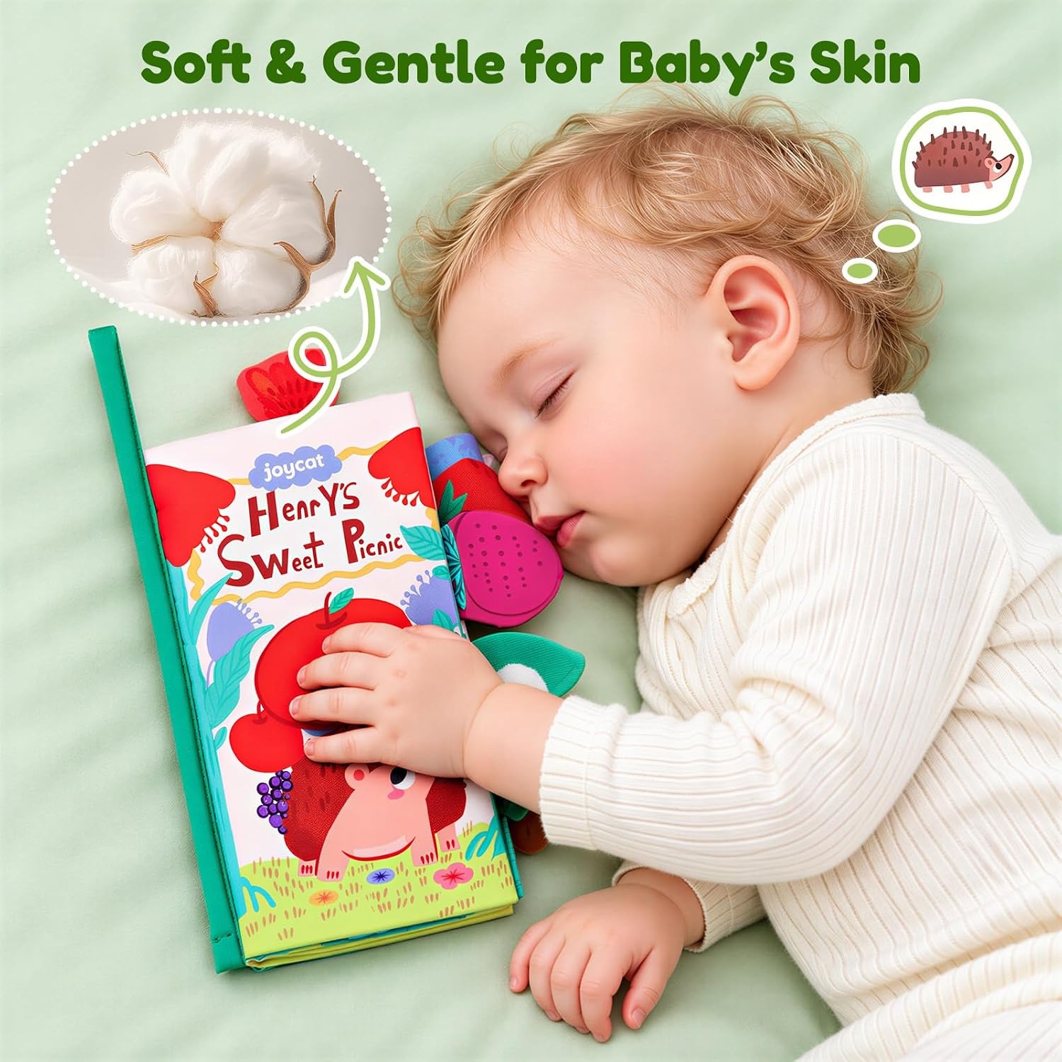 image:imageJoyCat Crinkle Books for Babies 2PCS Tummy Time Toys for Infant Newborn Soft Sensory Crinkle Cloth Books Touch and Feel for Boys Girls OceanFarmForest Picnic