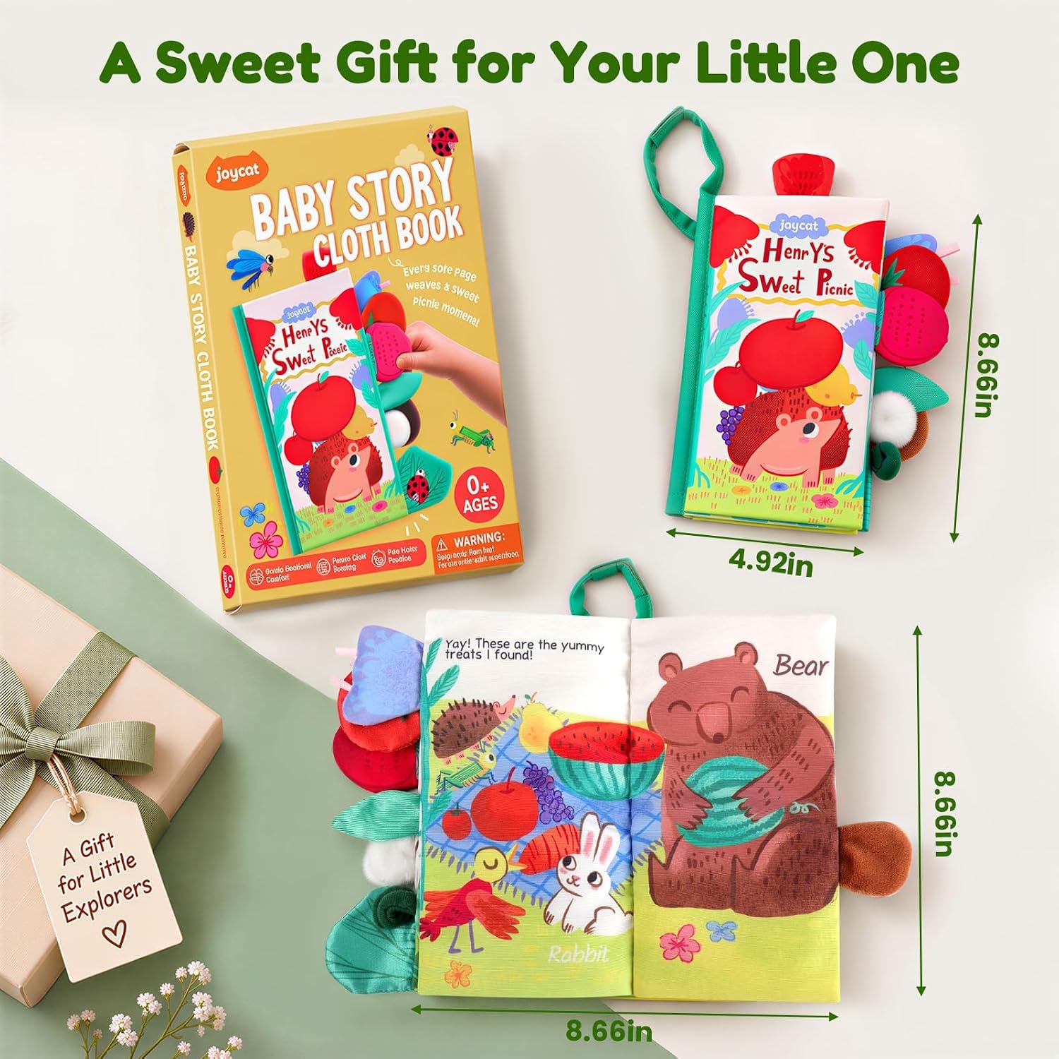 image:imageJoyCat Crinkle Books for Babies 2PCS Tummy Time Toys for Infant Newborn Soft Sensory Crinkle Cloth Books Touch and Feel for Boys Girls OceanFarmForest Picnic