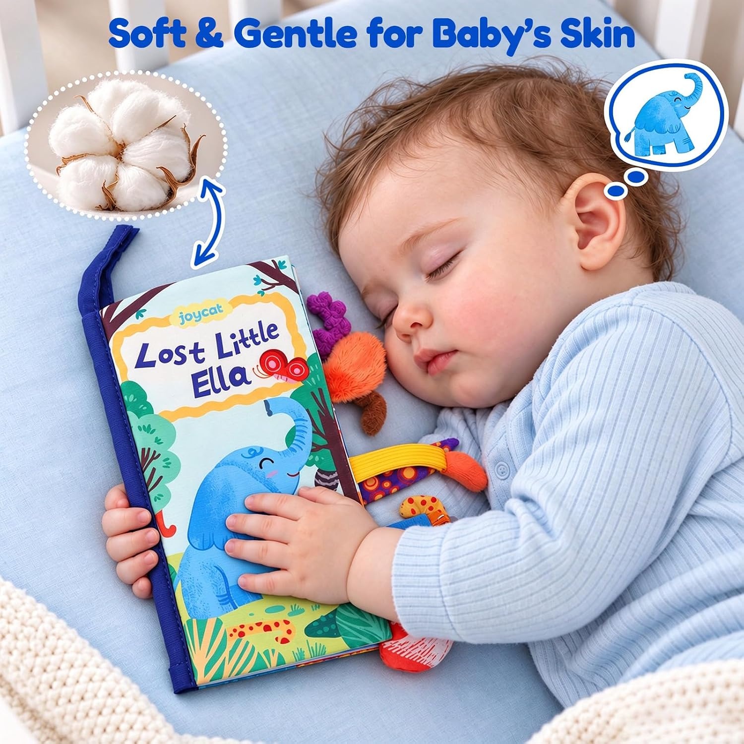 image:imageJoyCat Crinkle Books for Babies 2PCS Tummy Time Toys for Infant Newborn Soft Sensory Crinkle Cloth Books Touch and Feel for Boys Girls OceanFarmJungle