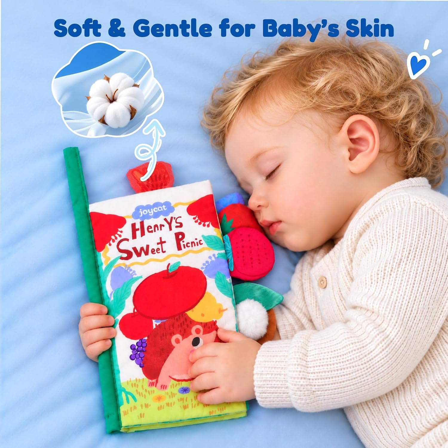 image:imageJoyCat Crinkle Books for Babies 2PCS Tummy Time Toys for Infant Newborn Soft Sensory Crinkle Cloth Books Touch and Feel for Boys Girls OceanFarmJungleForest Picnic