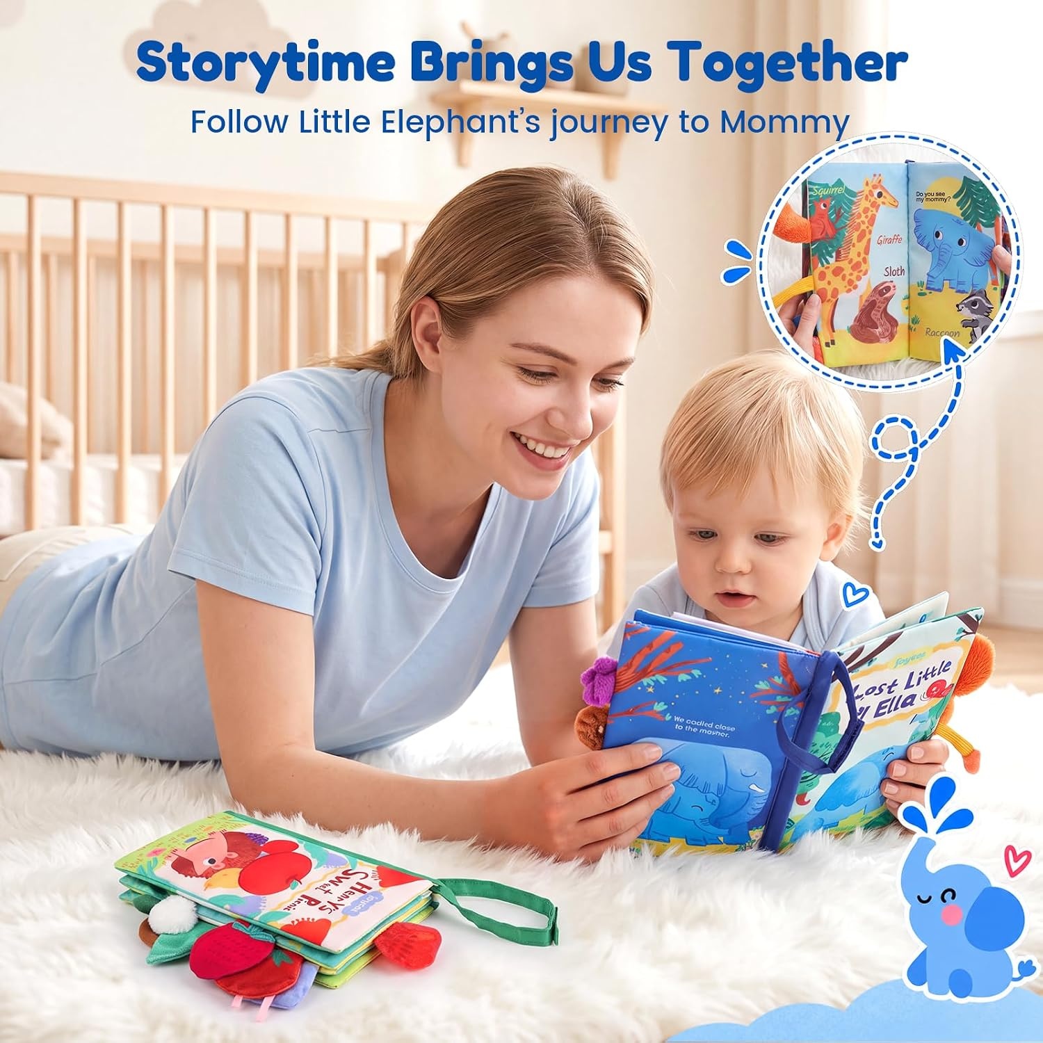 image:imageJoyCat Crinkle Books for Babies 2PCS Tummy Time Toys for Infant Newborn Soft Sensory Crinkle Cloth Books Touch and Feel for Boys Girls OceanFarmJungleForest Picnic