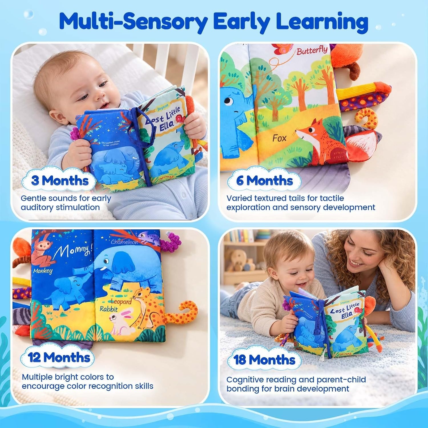 image:imageJoyCat Crinkle Books for Babies 2PCS Tummy Time Toys for Infant Newborn Soft Sensory Crinkle Cloth Books Touch and Feel for Boys Girls OceanFarmJungle