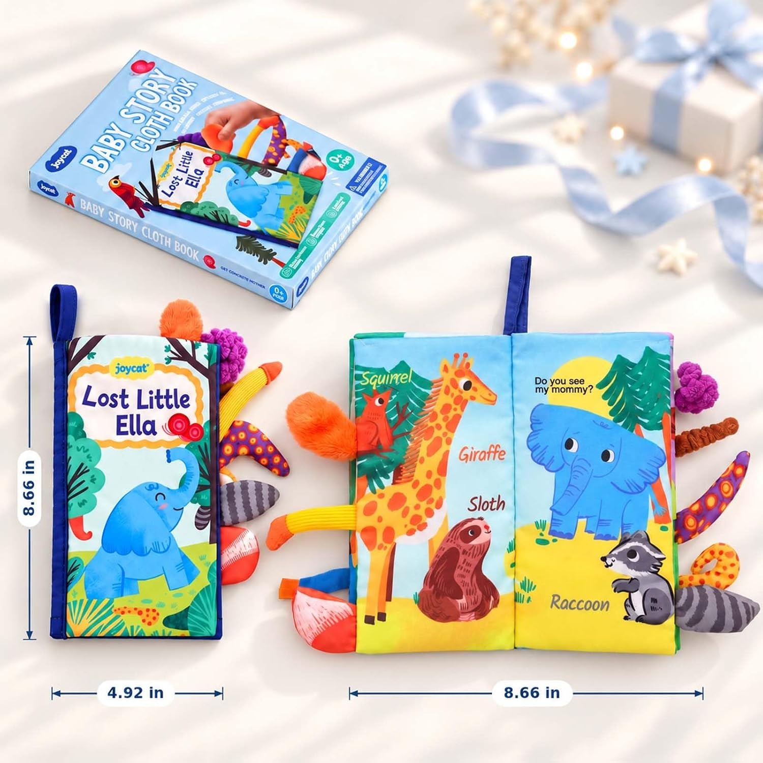 image:imageJoyCat Crinkle Books for Babies 2PCS Tummy Time Toys for Infant Newborn Soft Sensory Crinkle Cloth Books Touch and Feel for Boys Girls OceanFarmJungle
