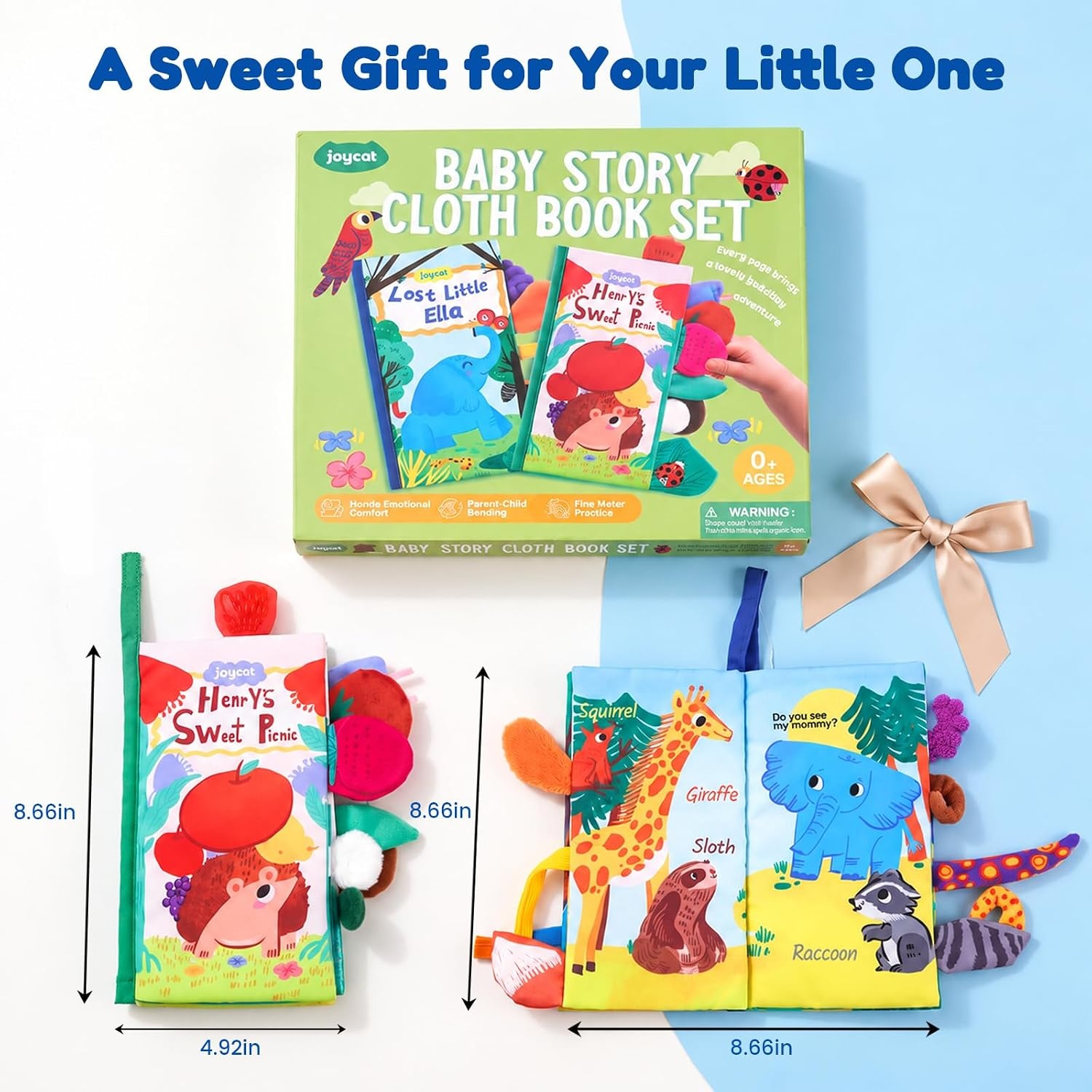 image:imageJoyCat Crinkle Books for Babies 2PCS Tummy Time Toys for Infant Newborn Soft Sensory Crinkle Cloth Books Touch and Feel for Boys Girls OceanFarmJungleForest Picnic