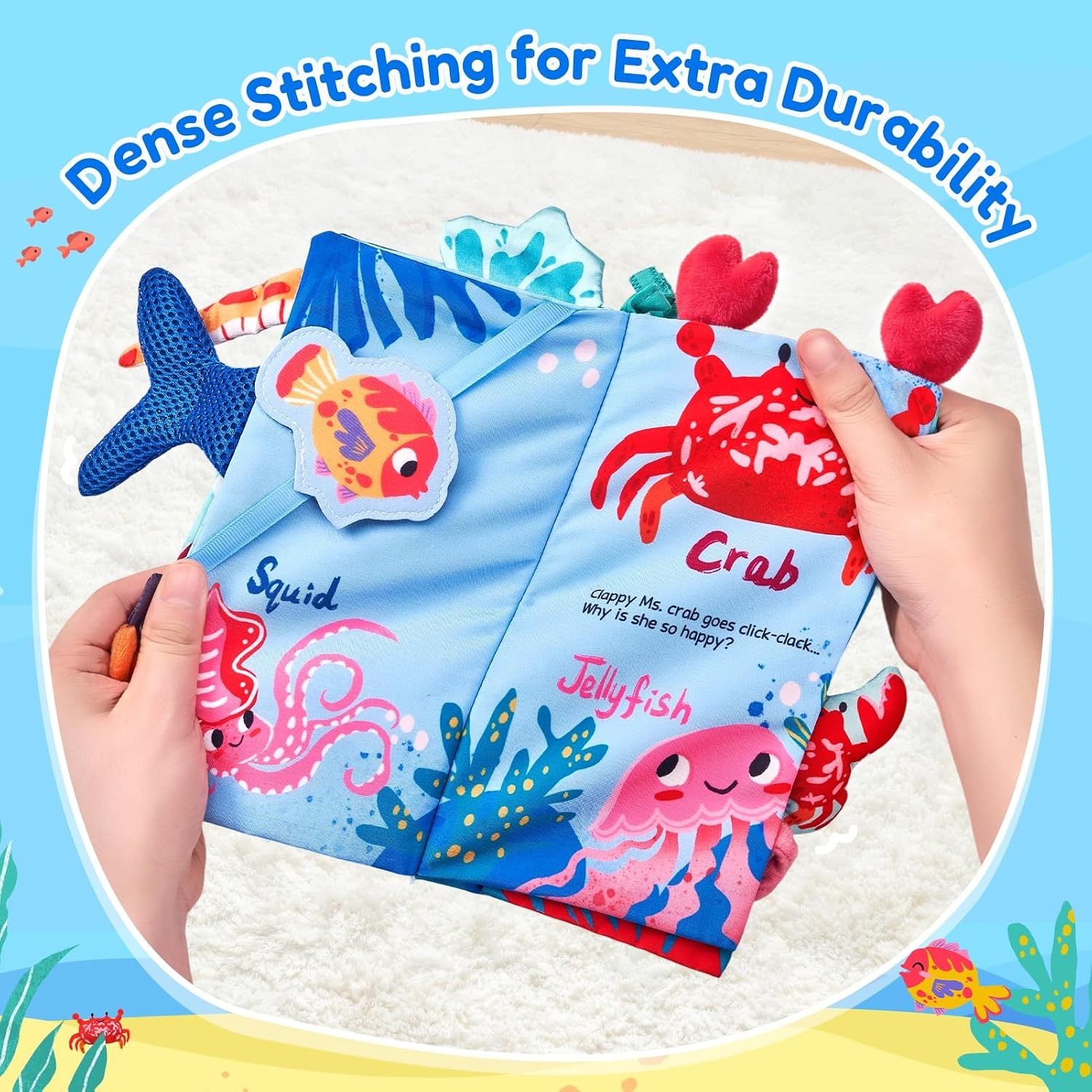 image:imageJoyCat Crinkle Books for Babies 2PCS Tummy Time Toys for Infant Newborn Soft Sensory Crinkle Cloth Books Touch and Feel for Boys Girls OceanFarmOcean Concert