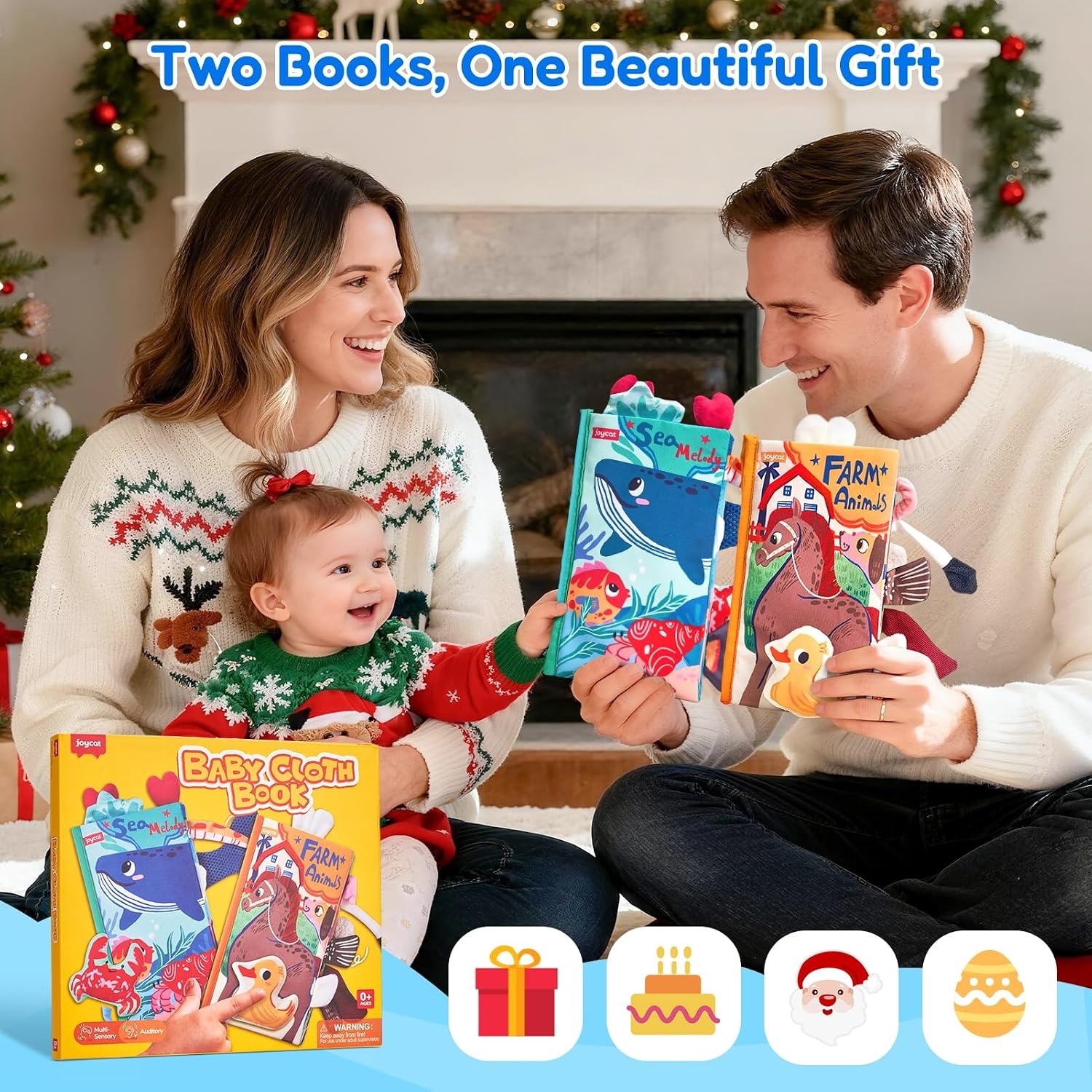 image:imageJoyCat Crinkle Books for Babies 2PCS Tummy Time Toys for Infant Newborn Soft Sensory Crinkle Cloth Books Touch and Feel for Boys Girls OceanFarmOceanFarm
