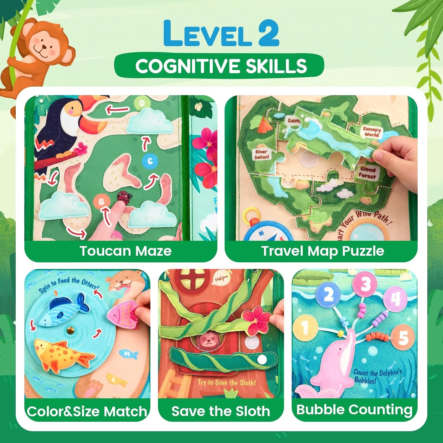 image:imageJoycat Forest Busy Book for Toddlers 13 25 Activities Montessori ToyJungle Busy Book