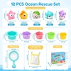 JoyCat Bath Toys, 12-Piece Ocean Rescue Set with No-Hole Sea Animals