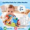 JoyCat Crinkle Books for Babies 2PCS- Tummy Time Toys for Infant Newborn, Soft Sensory Crinkle Cloth Books Touch and Feel for Boys Girls (Ocean+Farm)(Jungle+Forest Picnic)