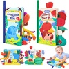 JoyCat Crinkle Books for Babies 2PCS- Tummy Time Toys for Infant Newborn, Soft Sensory Crinkle Cloth Books Touch and Feel for Boys Girls (Ocean+Farm)(Jungle+Forest Picnic)