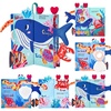 JoyCat Crinkle Books for Babies 2PCS- Tummy Time Toys for Infant Newborn, Soft Sensory Crinkle Cloth Books Touch and Feel for Boys Girls (Ocean+Farm)(Ocean Concert)