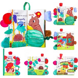 JoyCat Crinkle Books for Babies 2PCS- Tummy Time Toys for Infant Newborn, Soft Sensory Crinkle Cloth Books Touch and Feel for Boys Girls (Ocean+Farm)(Forest Picnic)
