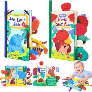 JoyCat Crinkle Books for Babies 2PCS- Tummy Time Toys for Infant Newborn, Soft Sensory Crinkle Cloth Books Touch and Feel for Boys Girls (Ocean+Farm)(Jungle+Forest Picnic)