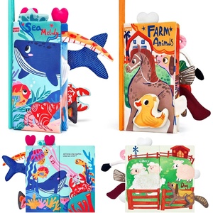 JoyCat Crinkle Books for Babies 2PCS- Tummy Time Toys for Infant Newborn, Soft Sensory Crinkle Cloth Books Touch and Feel for Boys Girls (Ocean+Farm)(Ocean+Farm)