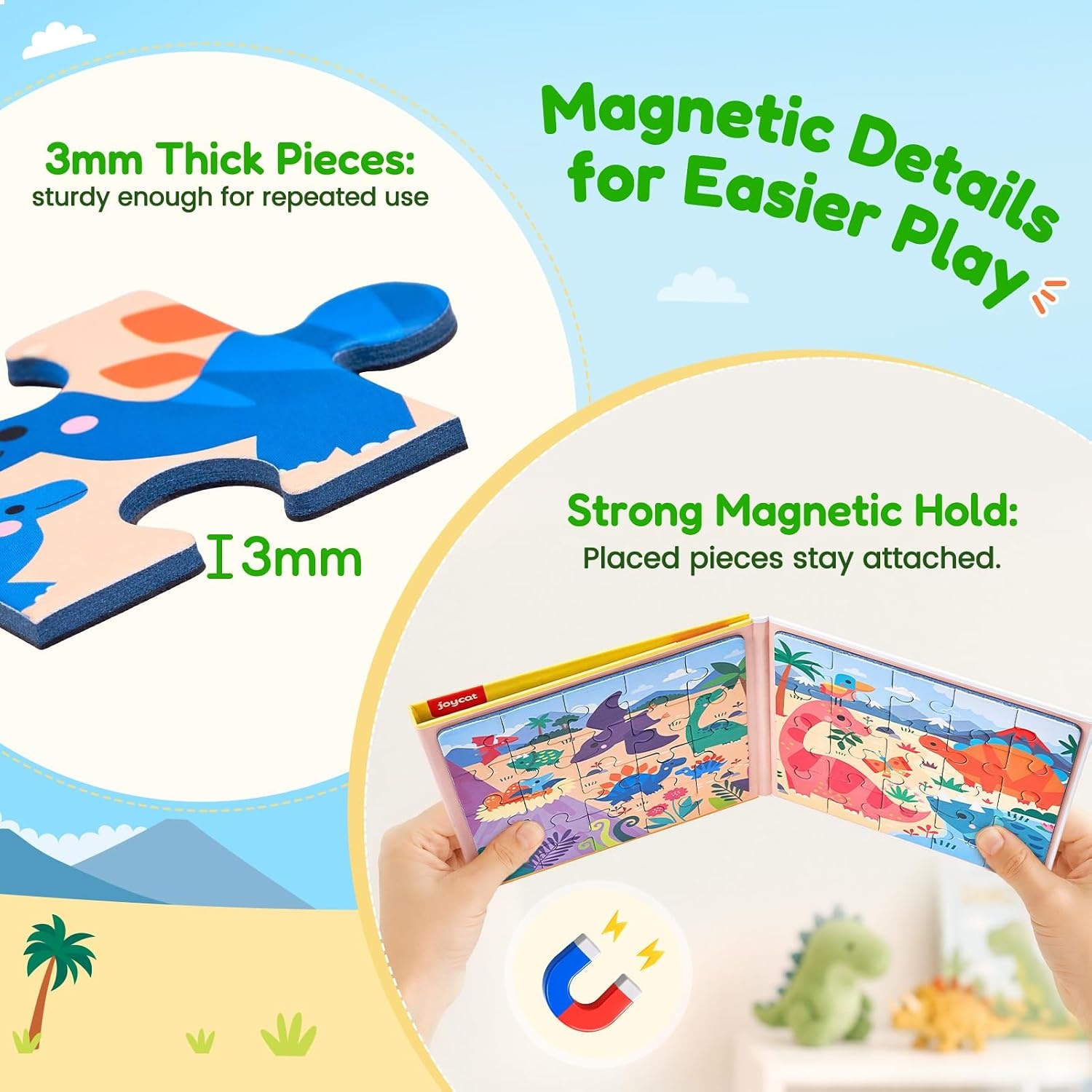 image:imageJoyCat Magnetic Puzzles for Kids 35 Travel Toys OceanDinosaur