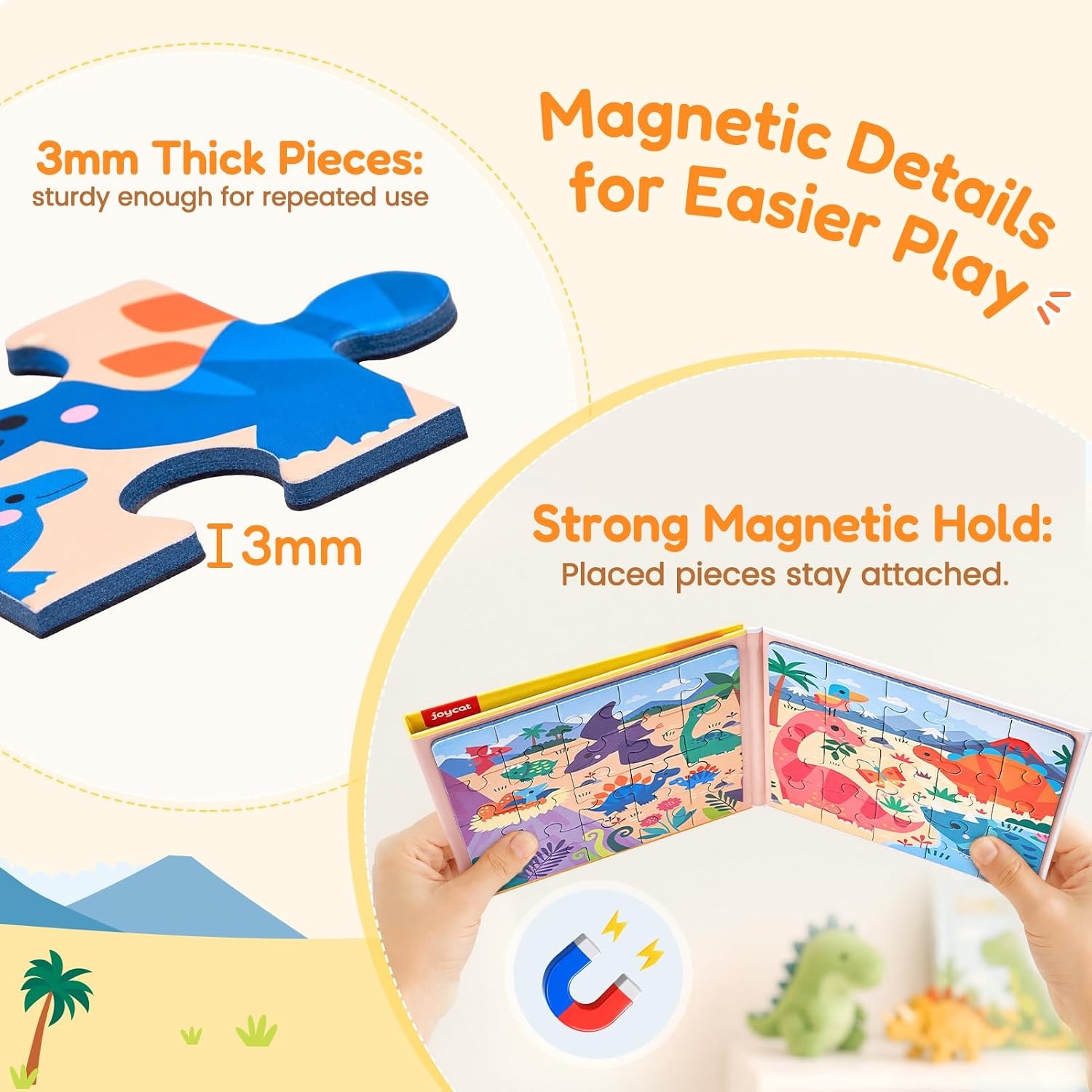 image:imageJoyCat Magnetic Puzzles for Kids 35 Travel Toys OceanOcean Dinosaur Princess