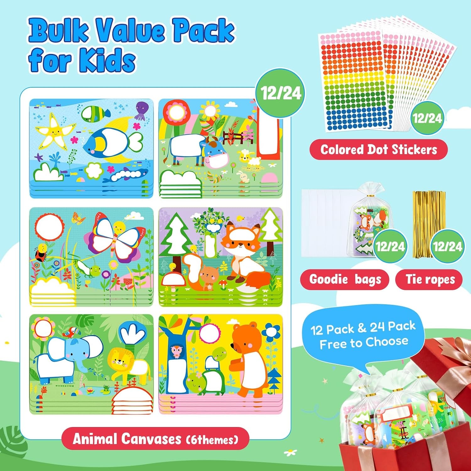 image:imageJoyCat 12 Pack MermaidAnimal Dot Art Craft Kits for Kids Party Favors MessFree Dot Sticker Activity Set with 2400 Stickers amp Goodie Bags Classroom Prizes Goodie Bag Stuffers for Ages 38