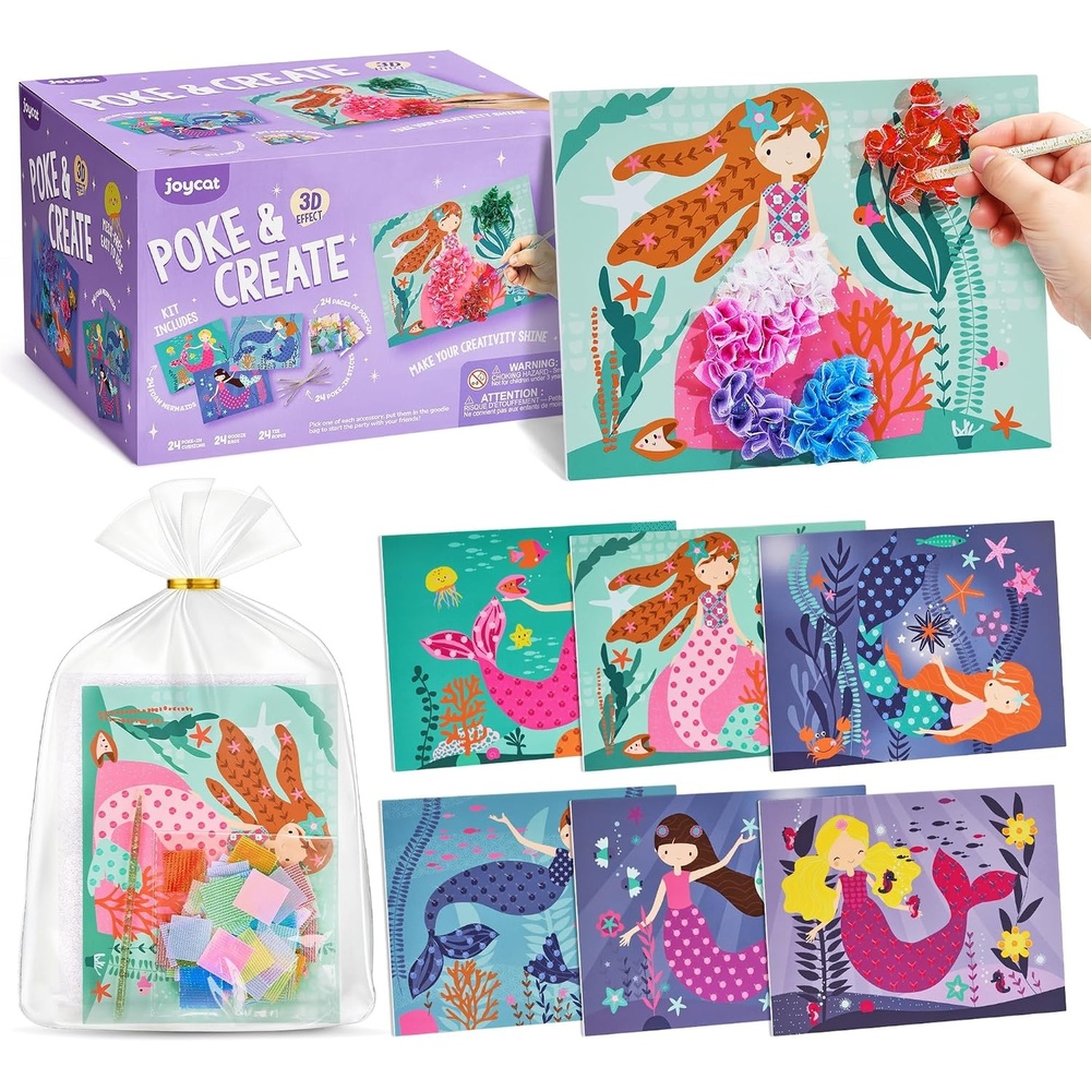 image:imageJoyCat 24 Pack Princess Poke Art Party Favors for Girls Ages 48Mermaid