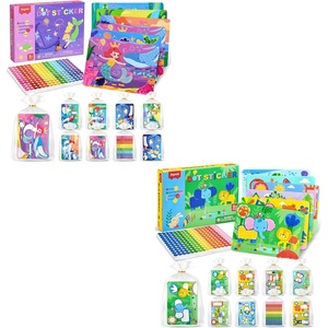 JoyCat 12 Pack Mermaid+Animal Dot Art Craft Kits for Kids Party Favors, Mess-Free Dot Sticker Activity Set with 2400+ Stickers & Goodie Bags, Classroom Prizes, Goodie Bag Stuffers for Ages 3-8